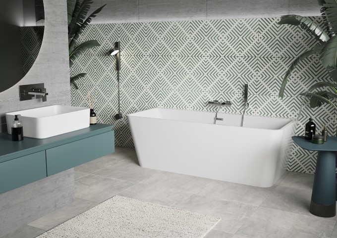 Laisvai stovinti sieninė vonia 170x80 cm